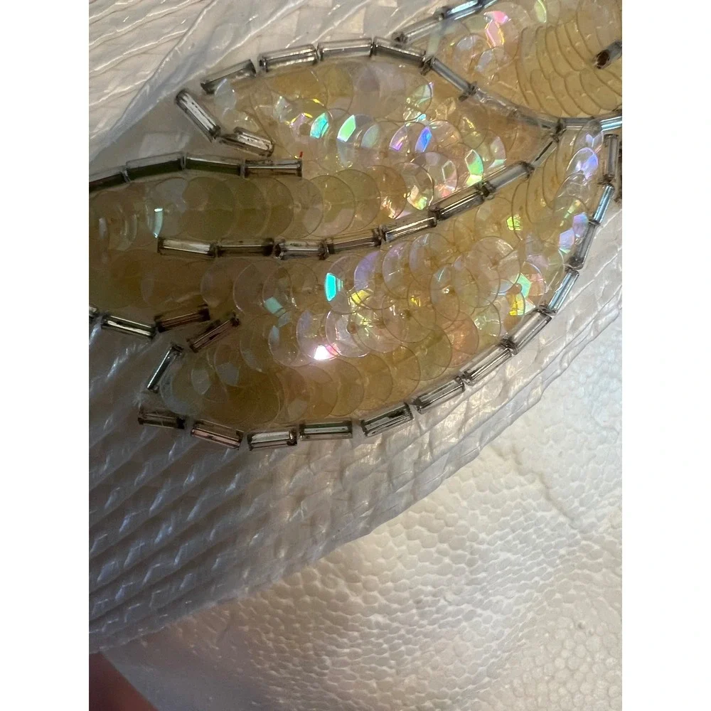 Vintage Woven White Pill Box‎ Hat W Sequin Pattern Elastic Strap 50s/60s Elegant